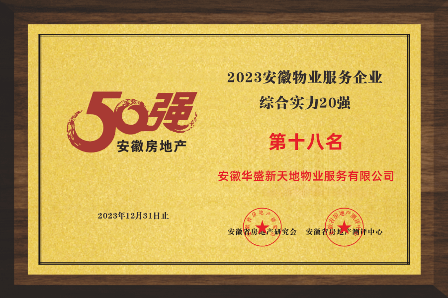 2023安徽物業(yè)服務(wù)企業(yè)綜合實力20強